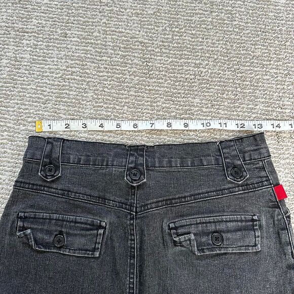 Vintage True Y2k let me knee length B. Black denim mini skirt with ruffle small - Picture 8 of 8